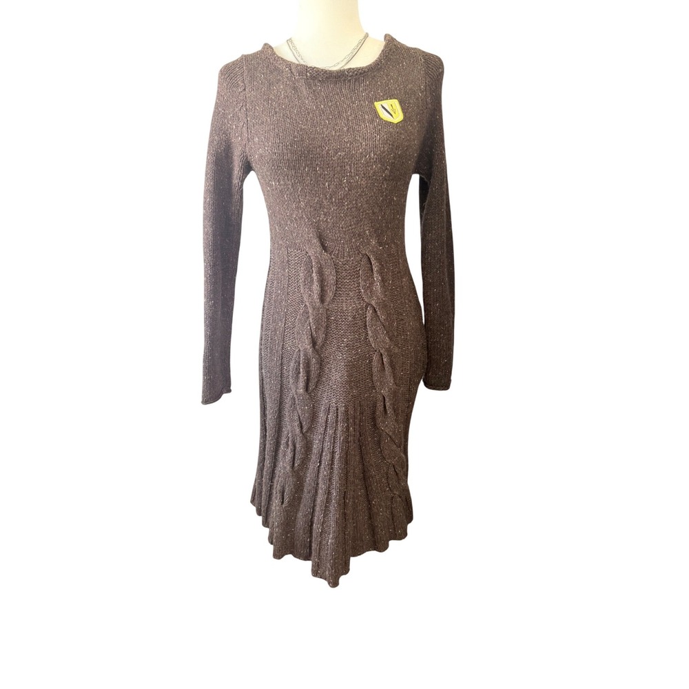 Vtg Polo Ralph Lauren Sweater Dress Women S Brown Academia, Preppy Cable Knit